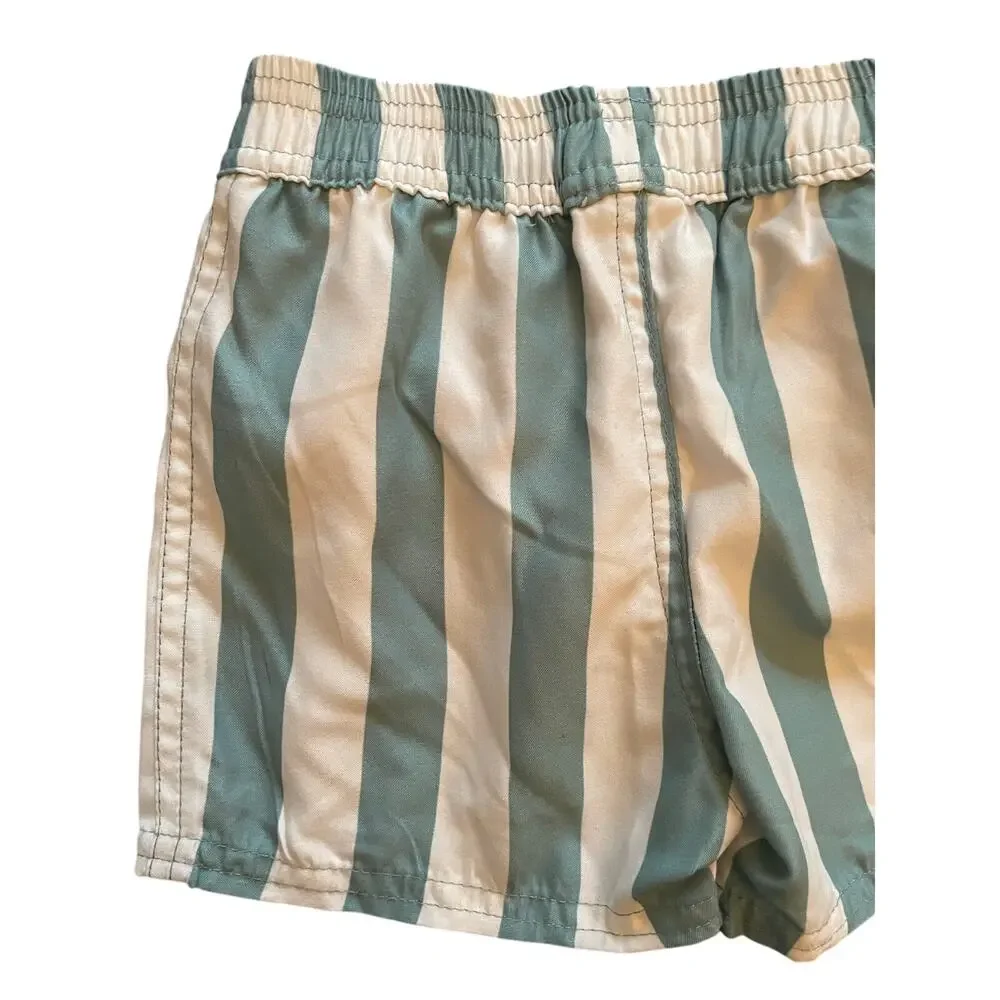 DILLARDS Baby Boy Swim Shorts Green White Striped 6-9 Months
